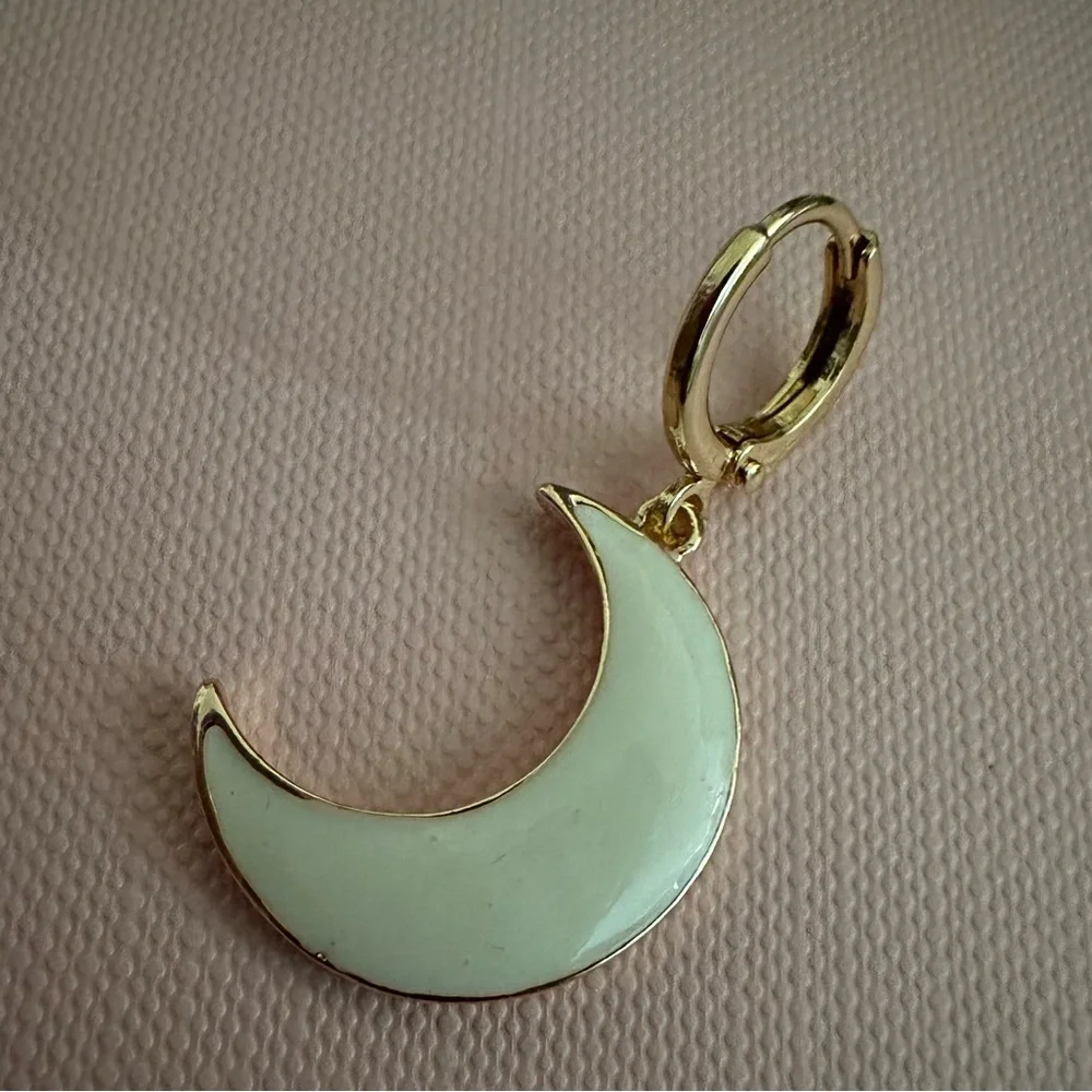 Mix and match fashion Moon + Star gold plated enamel earrings piercings